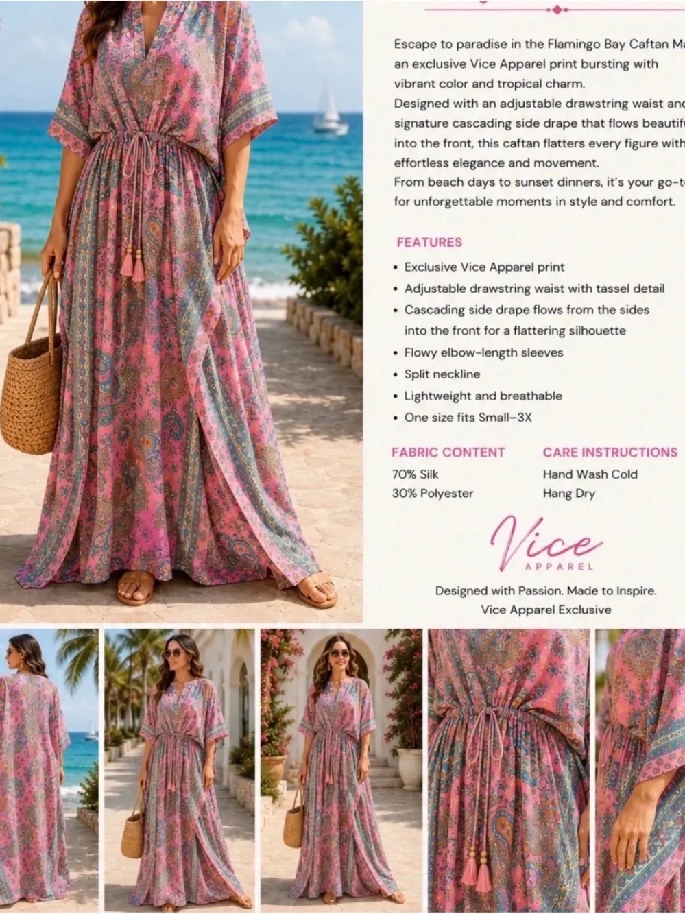 Flowy Paisley Print Maxi Dress — Black with Purple & Teal - Picture 3 of 3